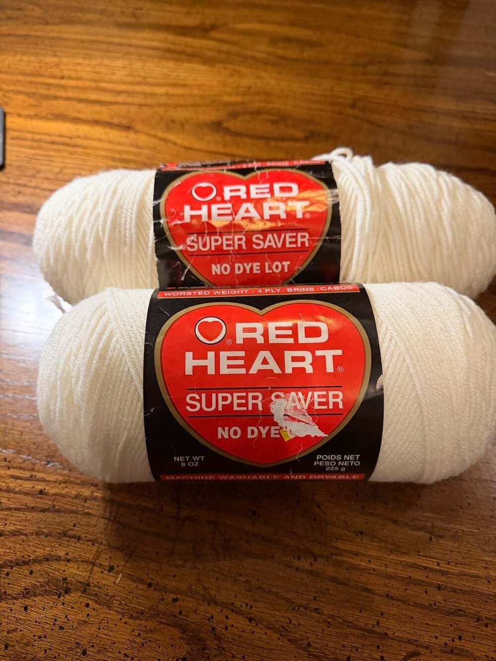 2 Skeins Red Heart Super Saver Yarn 316 Soft White Worsted Weight